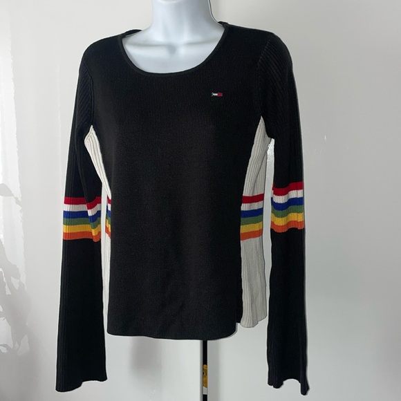 Vintage Y2K Tommy Hilfiger rainbow knit long sleeved sweater - Picture 1 of 8